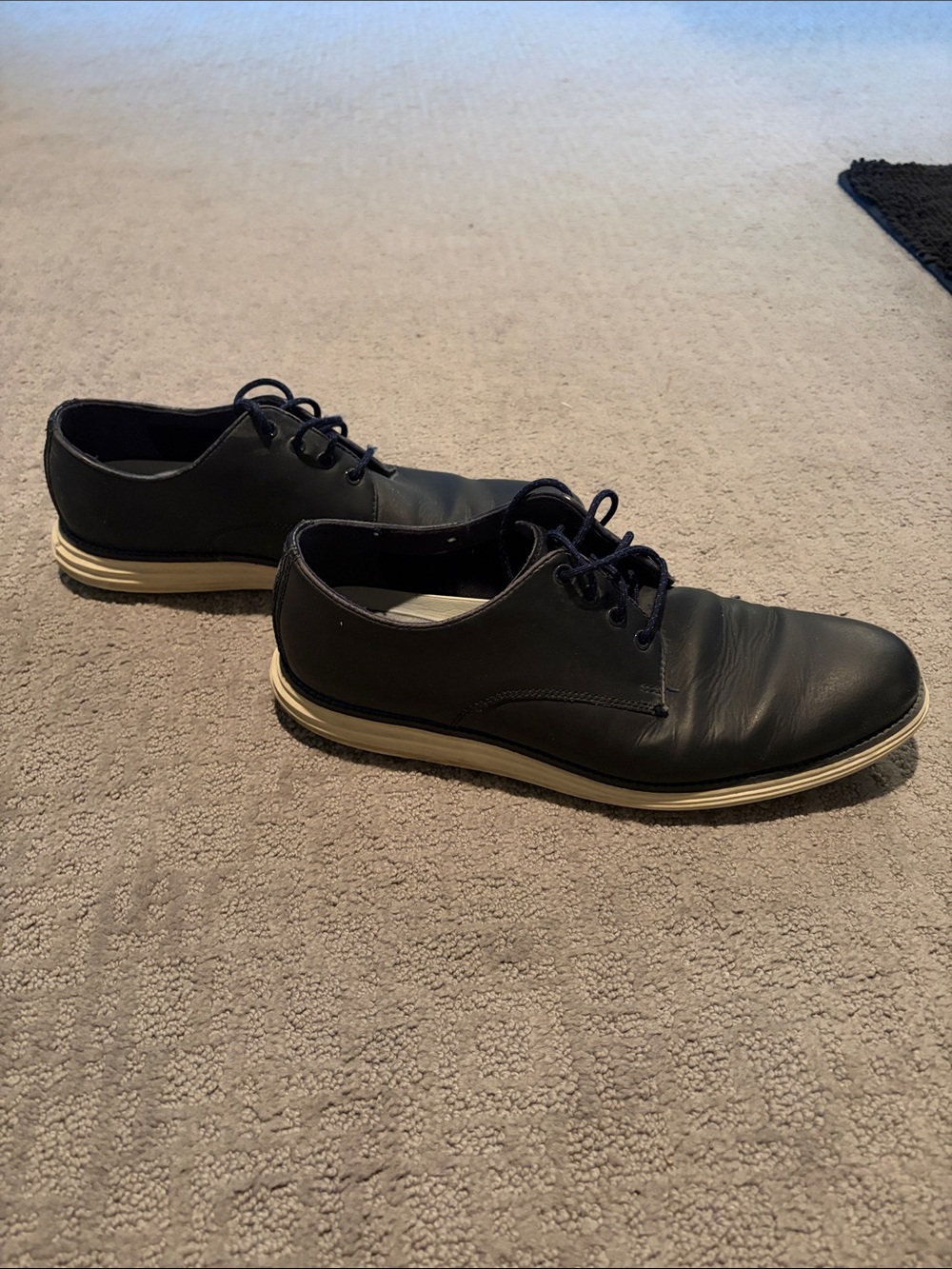 Cole Haan Navy Leather Dress Shoes with Cream Outsole